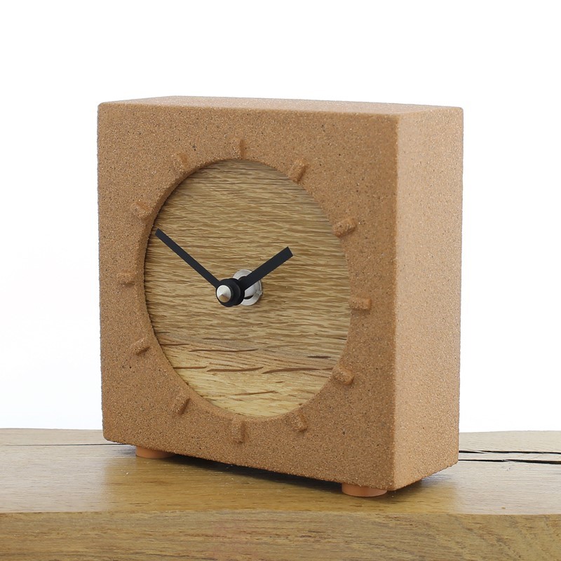 Jesmonite Mantel Clock 4 - Terracotta Stone with English Oak Face