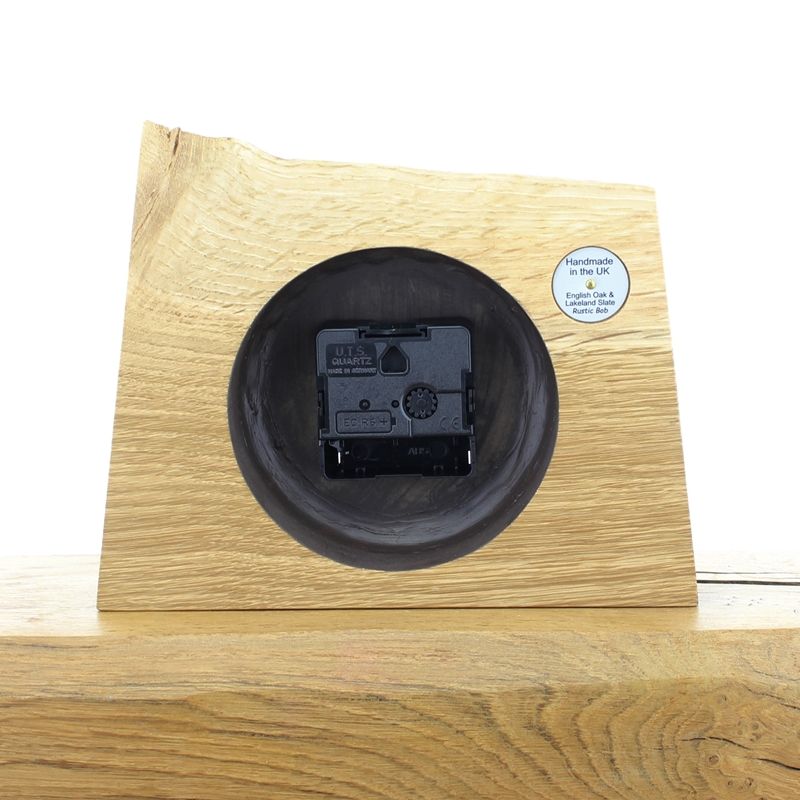 Mantel Clock 1, Solid English Oak Mantel Clock with a Reclaimed Lakeland Slate Face