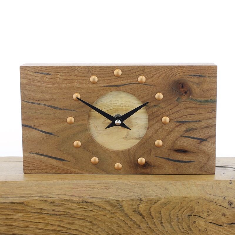 Mantel Clock 10, Solid English Elm and Sycamore Clock