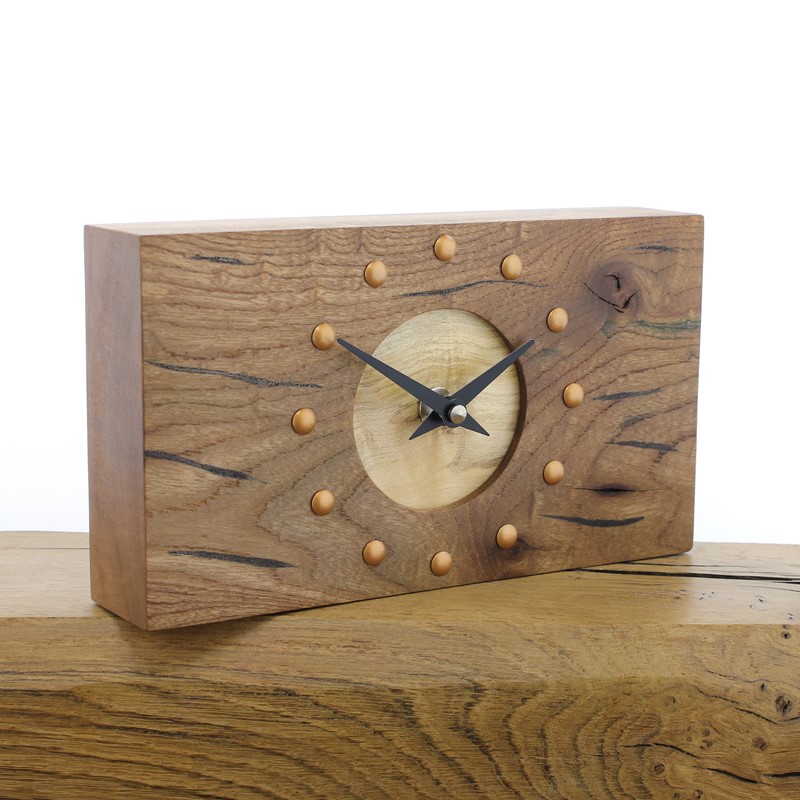 Mantel Clock 10, Solid English Elm and Sycamore Clock