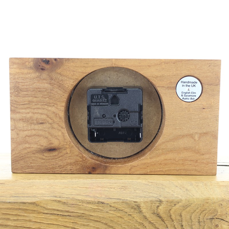 Mantel Clock 10, Solid English Elm and Sycamore Clock