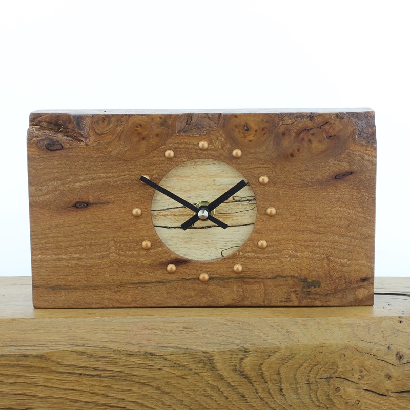 Mantel Clock 11, Solid English Elm and Sycamore Clock