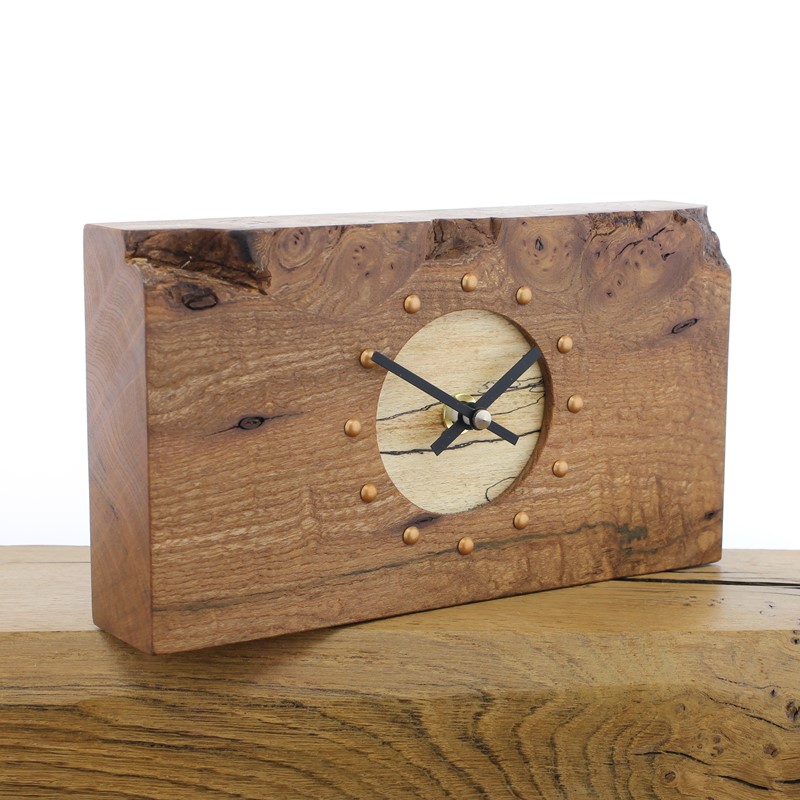 Mantel Clock 11, Solid English Elm and Sycamore Clock