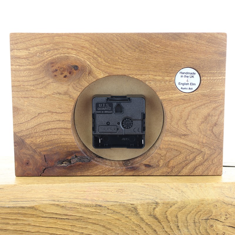 Mantel Clock 13, Solid English Elm Clock with Pig Face