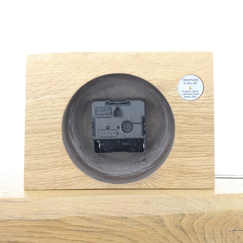 Mantel Clock 4, Solid English Oak Mantel Clock with a Reclaimed Lakeland Slate Face