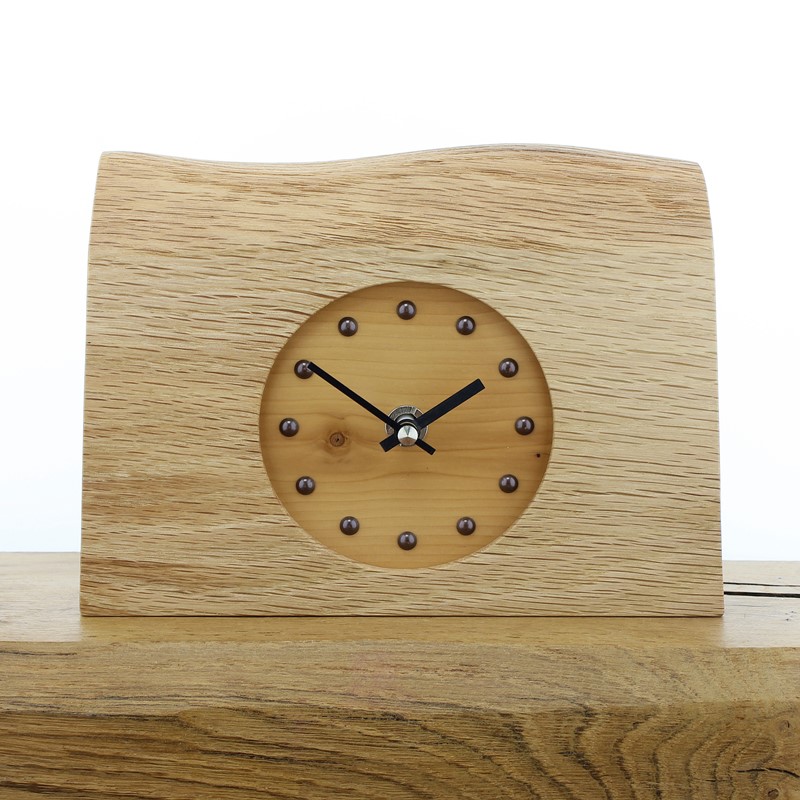 Mantel Clock 5, Solid English Oak Mantel Clock with English Yew Face