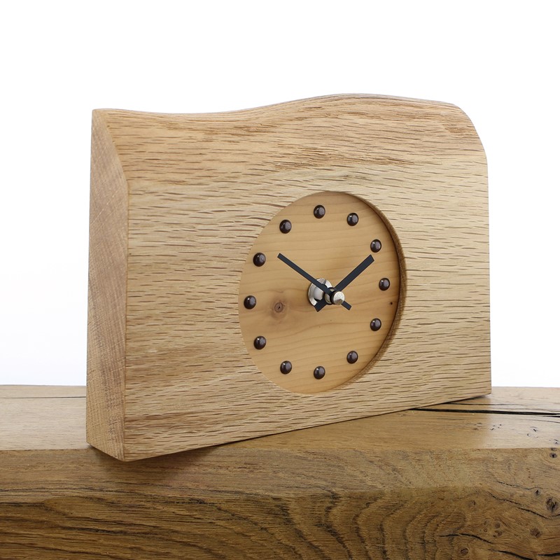 Mantel Clock 5, Solid English Oak Mantel Clock with an English Yew Face