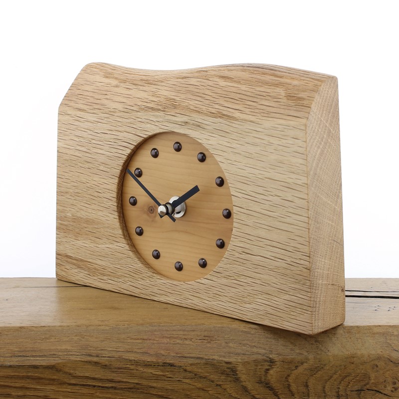 Mantel Clock 5, Solid English Oak Mantel Clock with English Yew Face