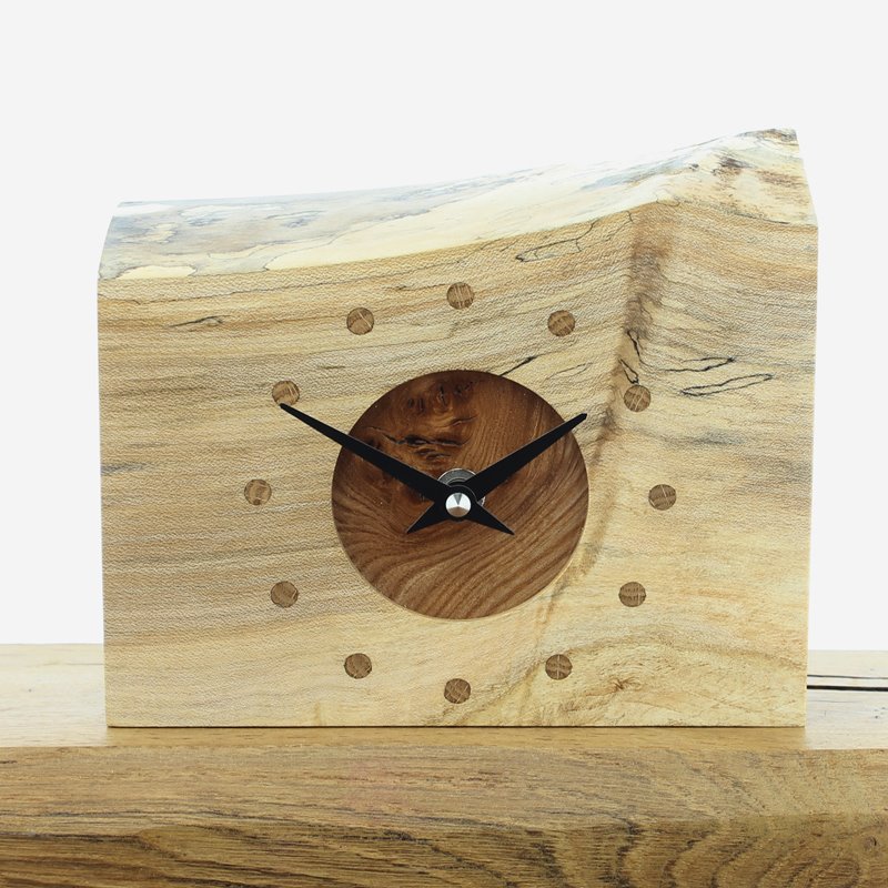 Mantel Clock 7, Solid English Sycamore and Elm Clock