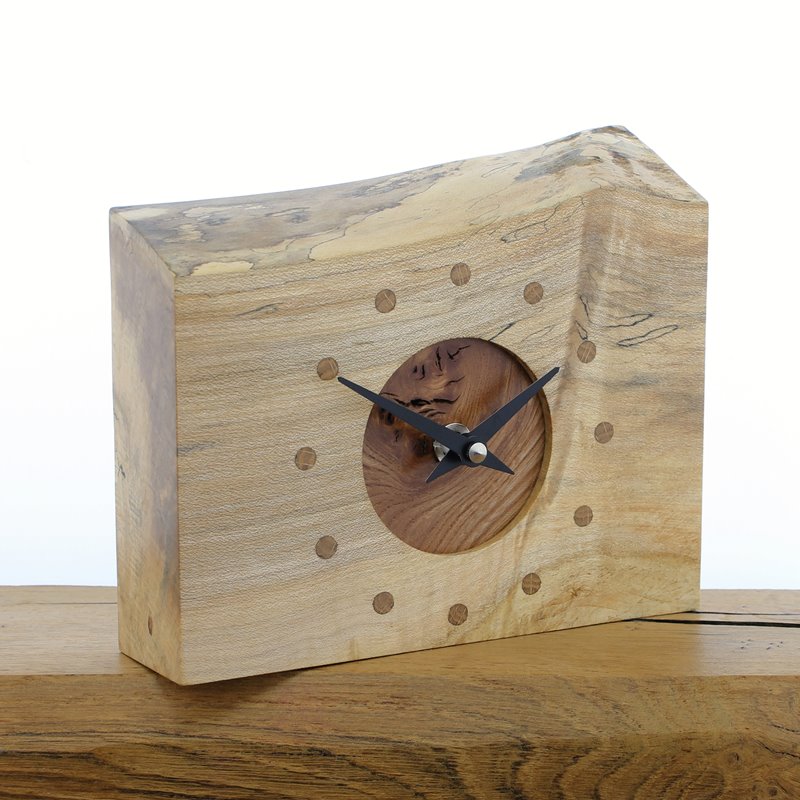 Mantel Clock 7, Solid English Sycamore and Elm Clock