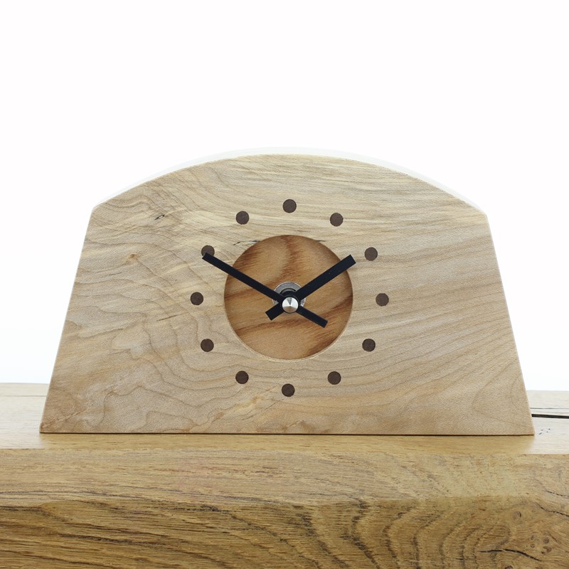 Mantel Clock 8, Solid English Sycamore and Elm Clock