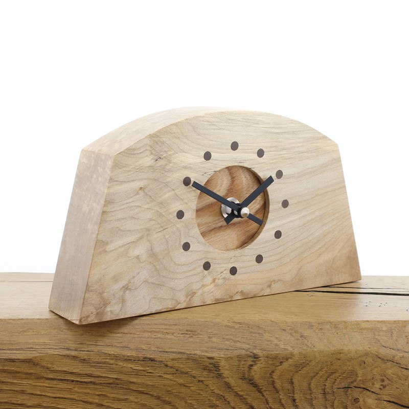 Mantel Clock 8, Solid English Sycamore and Elm Clock