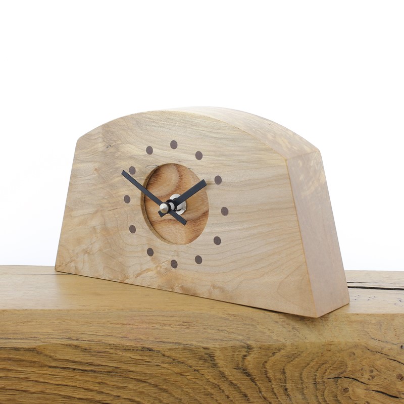 Mantel Clock 8, Solid English Sycamore and Elm Clock