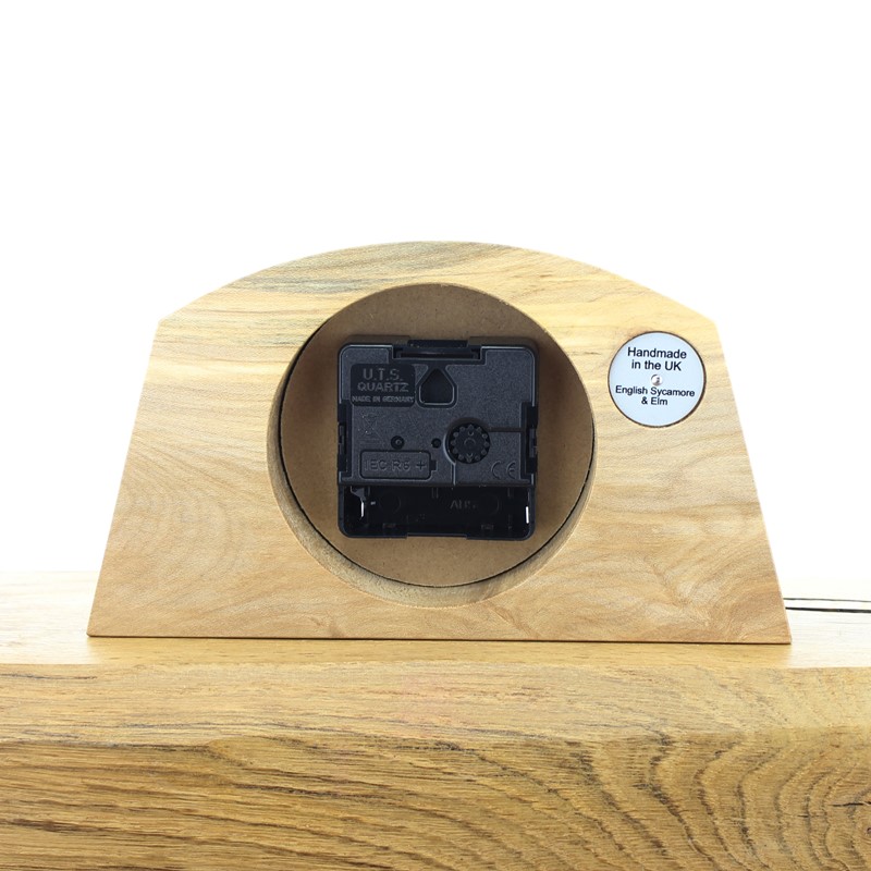 Mantel Clock 8, Solid English Sycamore and Elm Clock