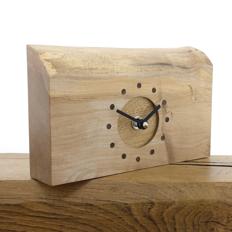 Mantel Clock 9, Solid English Sycamore and Oak Clock