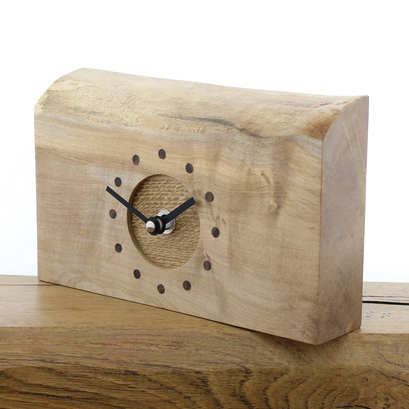 Mantel Clock 9, Solid English Sycamore and Oak Clock