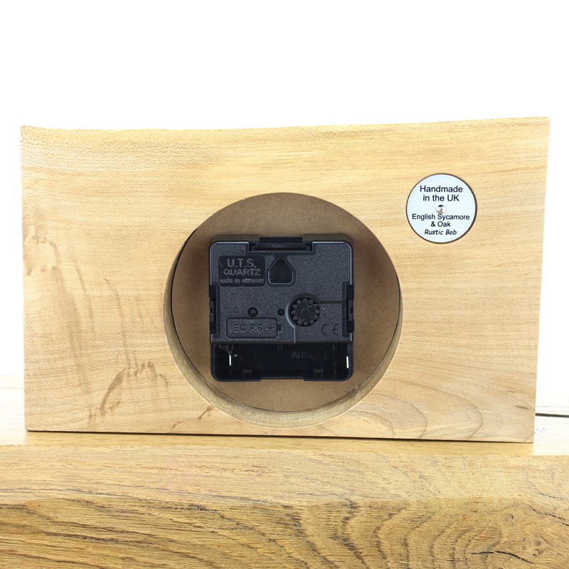 Mantel Clock 9, Solid English Sycamore and Oak Clock